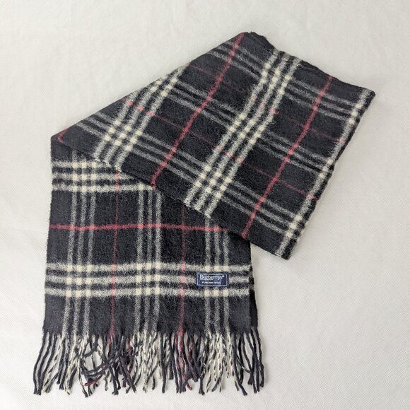 Authentic Pre-Owned Burberry's wool Scarf Black – Unisex Check – Premium Wrap. - Picture 1 of 7